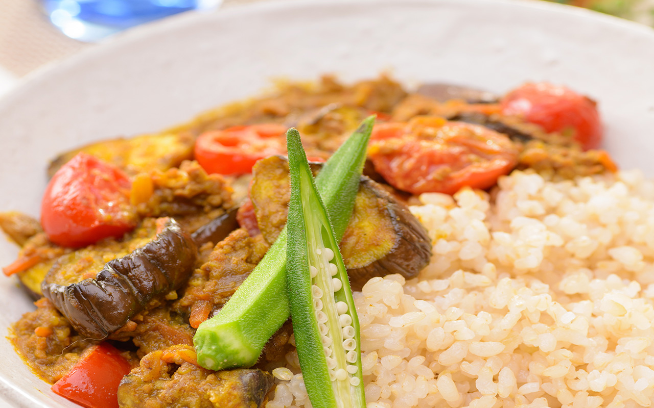 夏野菜のキーマカレー やわらかい玄米レシピ お米レシピ ヤマトライス